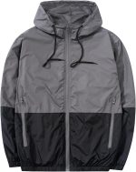 Men Lightweight Windbreaker Jackets Outdoor Hooded Pocket Raincoat Jacket