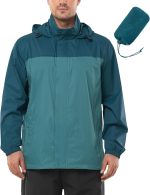 Outdoor  Men Rain Jacket Waterproof Lightweight Packable Rain Shell Raincoat with Hood for Golf Hiking Travel