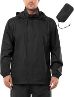 Outdoor  Men Rain Jacket Waterproof Lightweight Packable Rain Shell Raincoat with Hood for Golf Hiking Travel