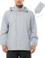 Outdoor  Men Rain Jacket Waterproof Lightweight Packable Rain Shell Raincoat with Hood for Golf Hiking Travel