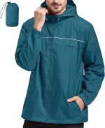 Rain Jacket Men Waterproof Windbreaker, Lightweight Hooded Raincoat for Daily Casual